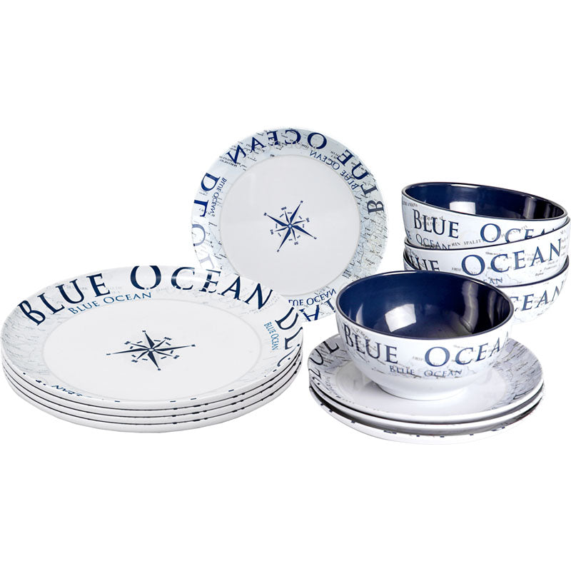 Blue Ocean Midday – melaminsko posuđe (set 12 komada)