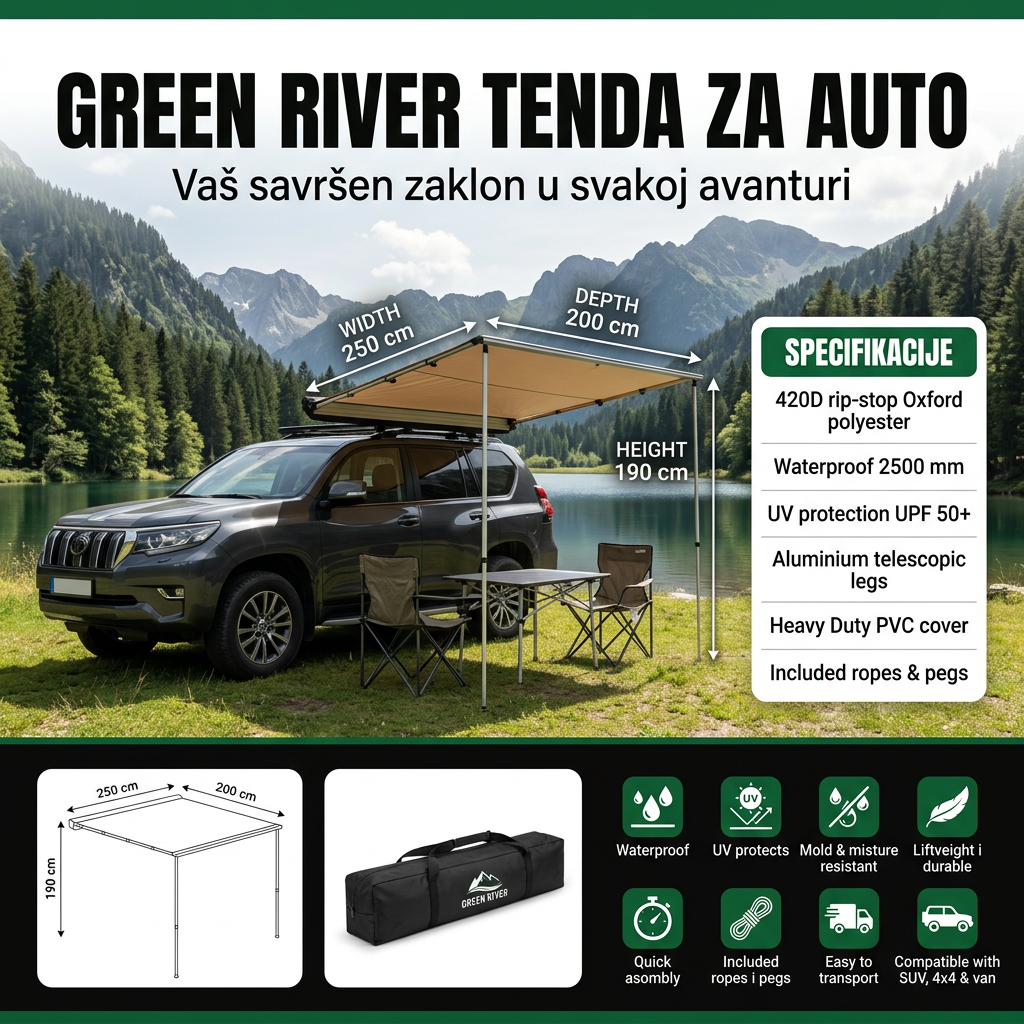 Tenda za automobil i kampovanje Green River Solutions Car Side Awning CA01
