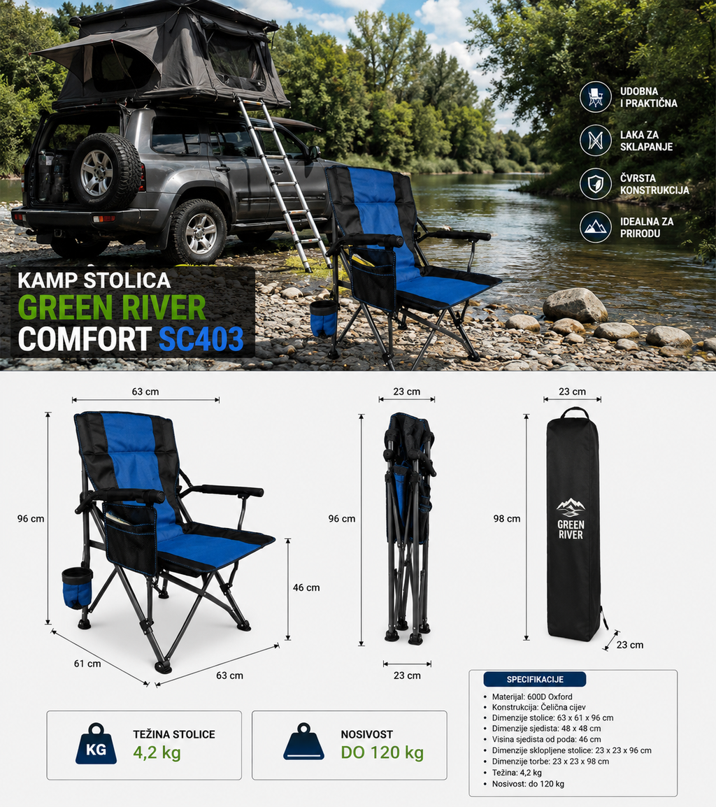 Sklopiva stolica Green River Comfort SC403