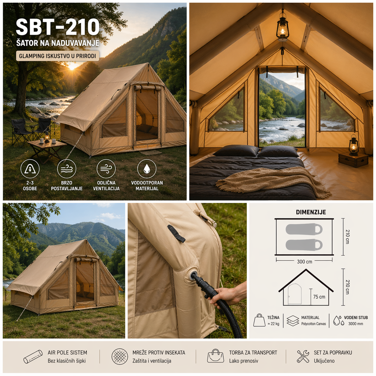 Šator na naduvavanje SBT-210 (Air Pole Canvas)